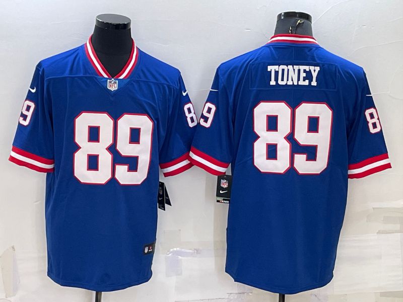 Men New York Giants 89 Toney Blue Throwback 2022 Nike Limited Vapor Untouchable NFL Jersey